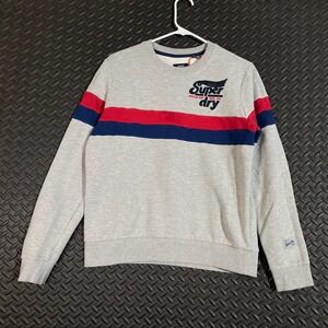 Superdry Kids Crewneck Sweatshirt Gray Red Blue Stripes Athletic Goods‎ Size 6